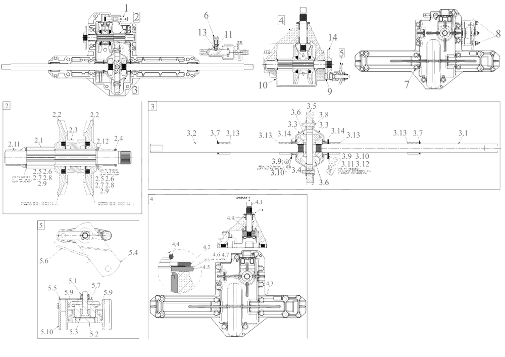 Transaxle Diagram and Parts List for 13BB77SS345 2023 Yard Machines Lawn Tractor